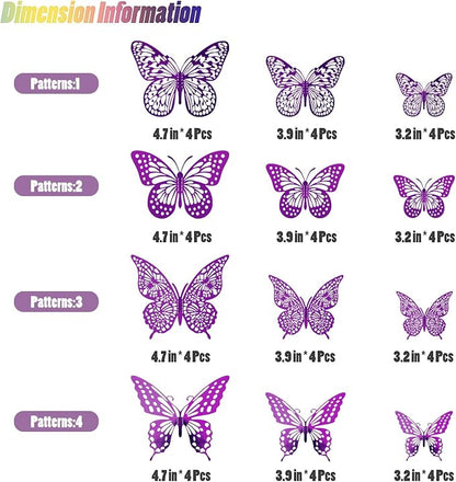 SAOROPEB 3D Butterfly Wall Decor 48 Pcs Purple Butterfly Decorations | 4 Styles - Image 5