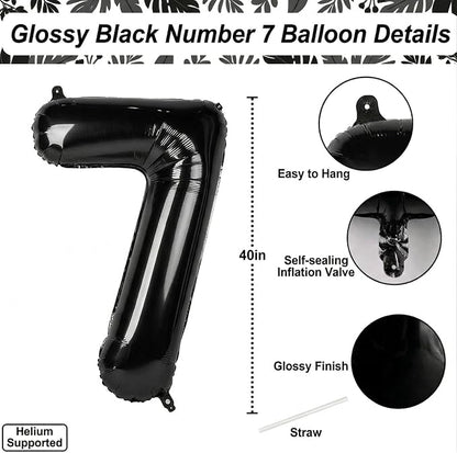 Black Number 7 Balloon 40 Inch, Foil Digit - Image 4