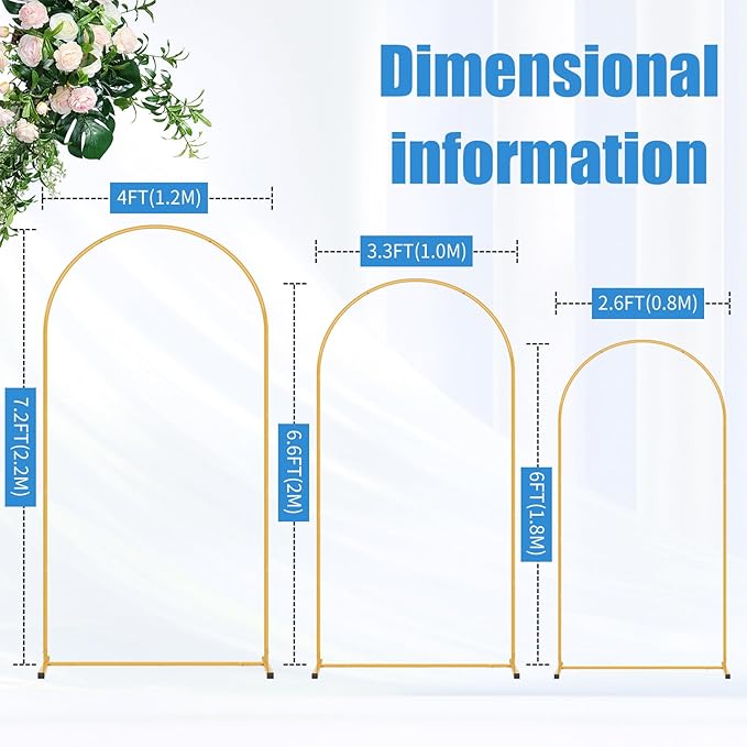 7.2FT Metal Arch Backdrop Stand, Decorative Backdrop Arch Stand | Easy Assemble - Image 3