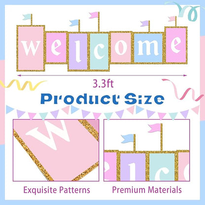 Gueevin 3.3 ft Back to School Welcome Banner Classroom Castle Welcome Sign - Image 2