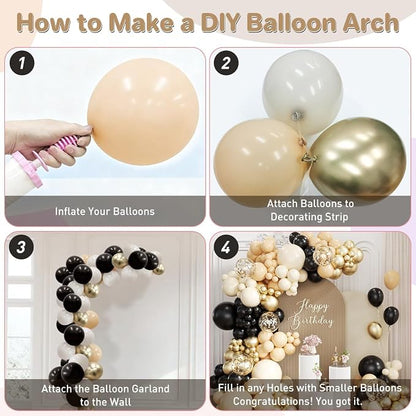 Black Nude White Gold Balloon Garland Arch Kit - Image 3