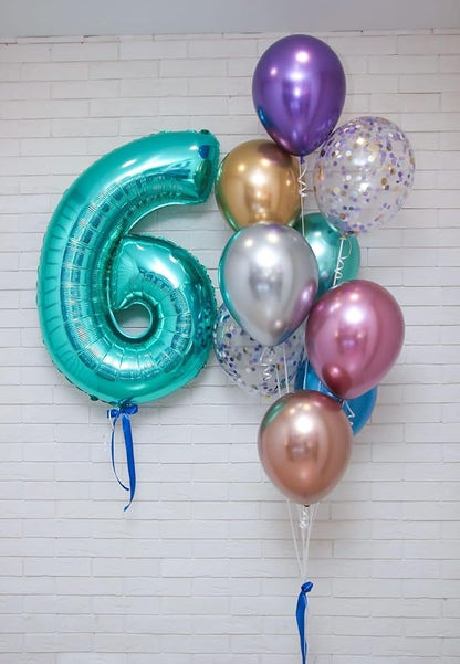 Happy Birthday Balloon 40 Inch Blue-Green 5 Balloon - Image 2