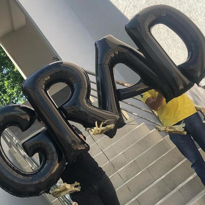 Black Letter E Balloons, E Balloon 40 Inch E Balloon Letter - Image 2