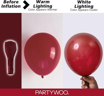 PartyWoo Burgundy Balloons 145pcs Dark Chestnut Red Maroon Color | 18 12 10 5 - Image 3