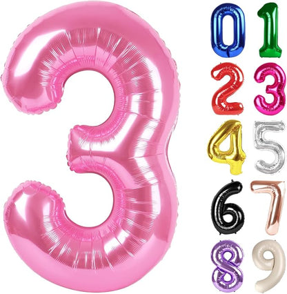 3 Balloon - Pink Birthday Number Balloons, 40 Inch Decorations Men Women | Pink by ALPHADELTAPI