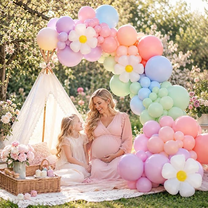 Daisy Balloon Garland Arch Kit, Retro Hippie Boho Macaron Pastel Balloons - Image 5