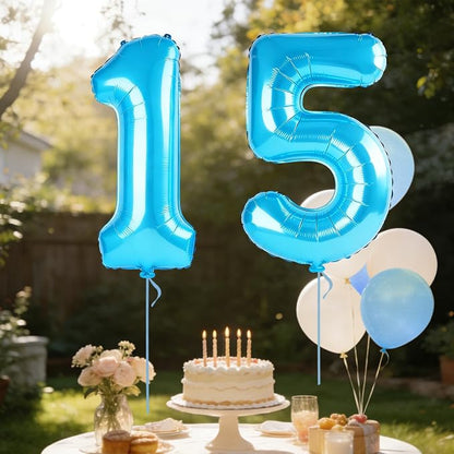 40 Inch Number 15 Balloons for 15th Birthday Party Decorations, 0-100 Jewelry - Image 3