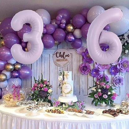 TONIFUL 40 Inch Cream Purple Large Number 6 Balloon - Image 5