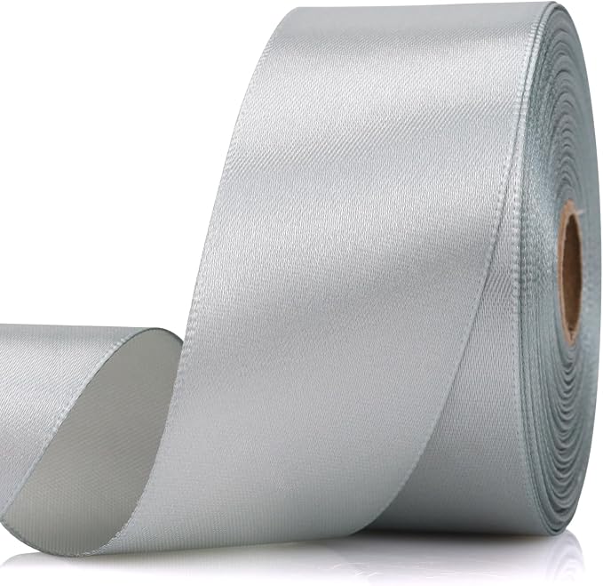 1-1/2 Inch 30 Yards Silver Solid Satin Ribbon by Unknown