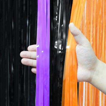 Voircoloria Halloween Foil Fringe Backdrop Curtains, 3 Pack | Tinsel Streamers - Image 5
