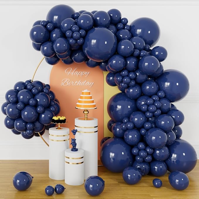 134Pcs Navy Blue Balloons Different Sizes 5 10 12 18 Inch Navy blue Latex by KUULBELAballoons