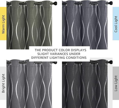 NICETOWN Grey Blackout Striped Pattern Curtains - Image 4