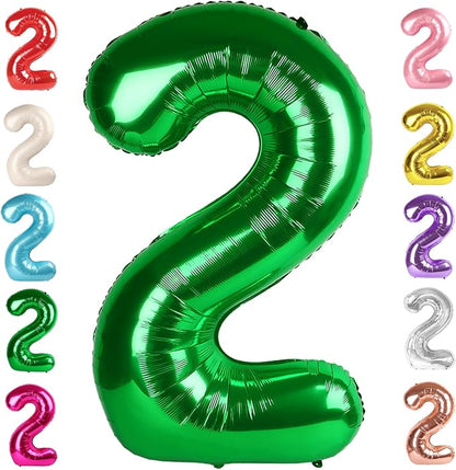 Number 2 Balloon Birthday Decorations, 40In Dark Green Balloons by Mluchee