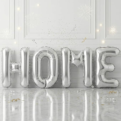40 Inch Silver HOME Balloons, Large Silver Letter Foil Balloon by BIAPIAN