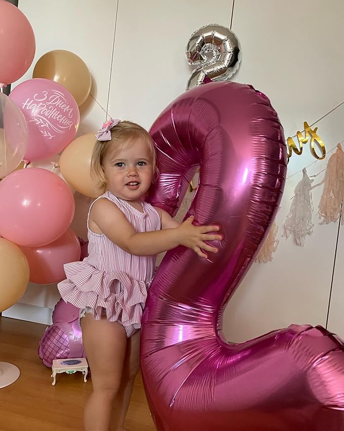 Pink Number 2 Balloon 40 Inch, 2nd Birthday Party Decorations Men Women | Foil - Image 2