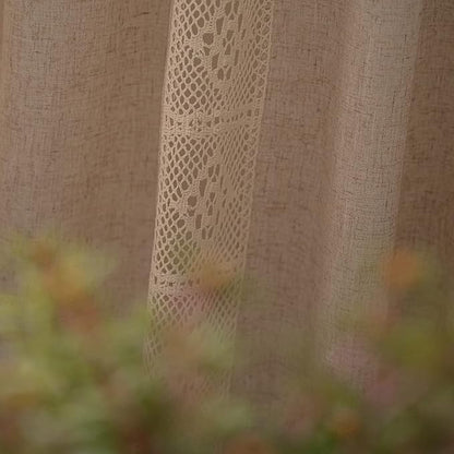 ENJOYBRIDAL Beige Curtains Crochet Lace Patchwork Drapes Curtains 96 Inch - Image 7