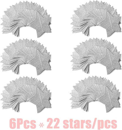 6 Pcs Glitter Silver Star Paper Garland Christmas Birthday Party Decorations - Image 7