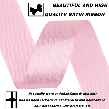 7/8 Inch 60 Yards Light Pink Satin Craft Ribbon-Single Face Polyester Ribbon - Image 3