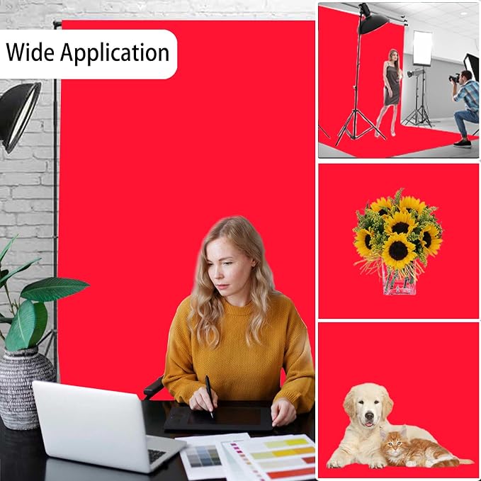 Red Photography Backdrop for Photoshoot, Fabric 6x9ft | Versatile Studio Photo - Image 2
