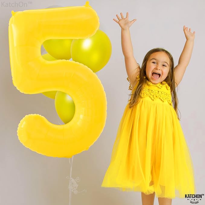 KatchOn, 40 Inch | Yellow 5 Balloon | 5th Birthday Decorations - Image 4