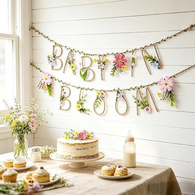 Baby in Bloom Banner, for Baby Shower decorations, Wildflower Butterflies Baby by OBBOLO
