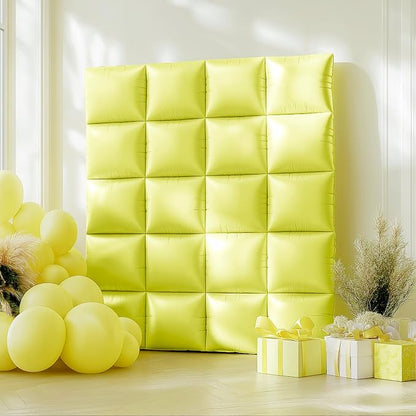 NISOCY 25PCS Pastel Yellow Square Foil Balloons Wall Backdrop | Double Sided - Image 7