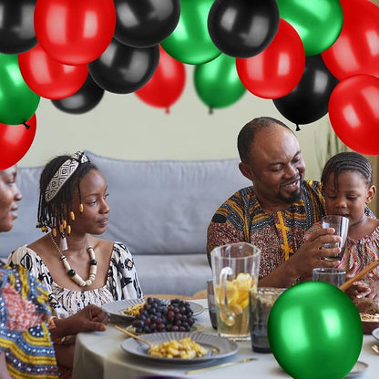 TecUnite 100 Pieces Red Black and Green Balloons Juneteenth Freedom Day 13 Inch - Image 2