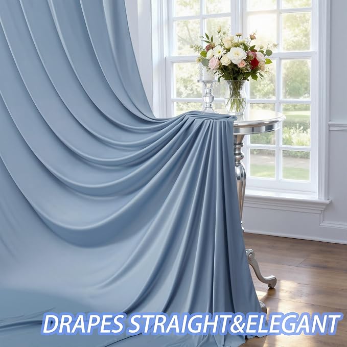 30ft×12ft Wrinkle Free Dusty Blue Backdrop Curtain - Image 6
