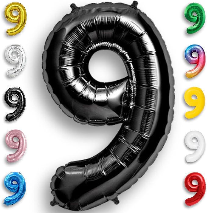 Black Number Balloon 9 Mylar Foil Balloons 16 inch Small by Unknown