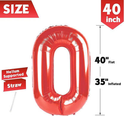 40 Inch Red Number 0 Balloon Birthday Party Decorations - Image 5