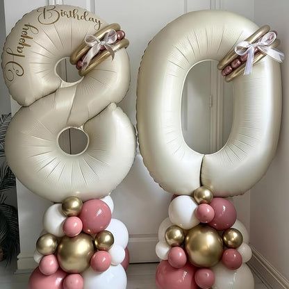 Cream 10 Balloon Number 40 Inch Cream Number 10 Balloon Helium Mylar Balloons - Image 7