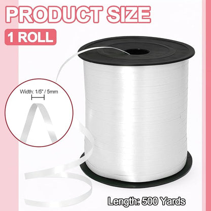 Luomorgo White Curling Ribbon, 500 Yards/1 Roll Balloon Ribbon | Plastic Thin - Image 3