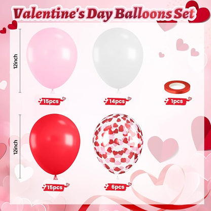 Red Pink White Balloons, Valentine's Day Balloon - Image 2