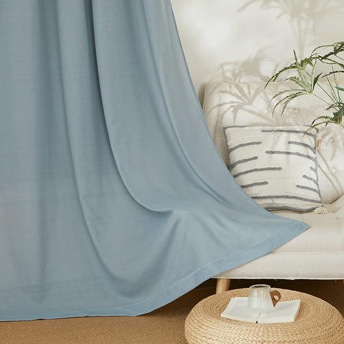 NICETOWN Linen Flax Semi Sheer Curtains 92" Length, Grommet Window Treatments - Image 4