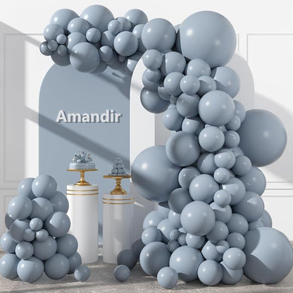 Amandir 153pcs Dusty Blue Balloons Arch Garland Kit Different Sizes | 18 12 10 by Amandir