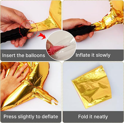 PartyWoo Metallic Gold Large Round Giant 4D Foil Balloons 3pcs 50 Inch | 50 Inch - Image 5