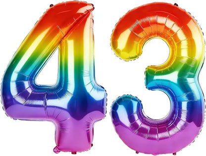 40 Inch Number 43 Balloons for 43rd Birthday Party Decorations, 0-100 Rainbow by FOBELEC