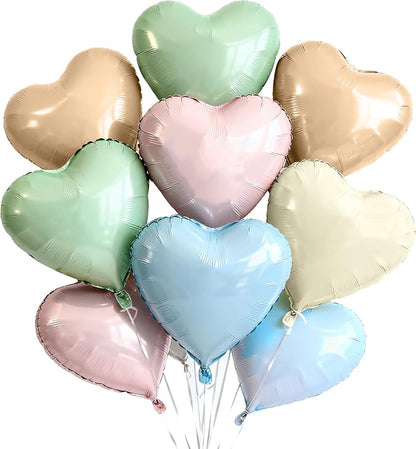 TONIFUL 30 Pcs 18 Inch Pastel Neutral Heart Shape Foil Mylar Balloons | Soft by TONIFUL