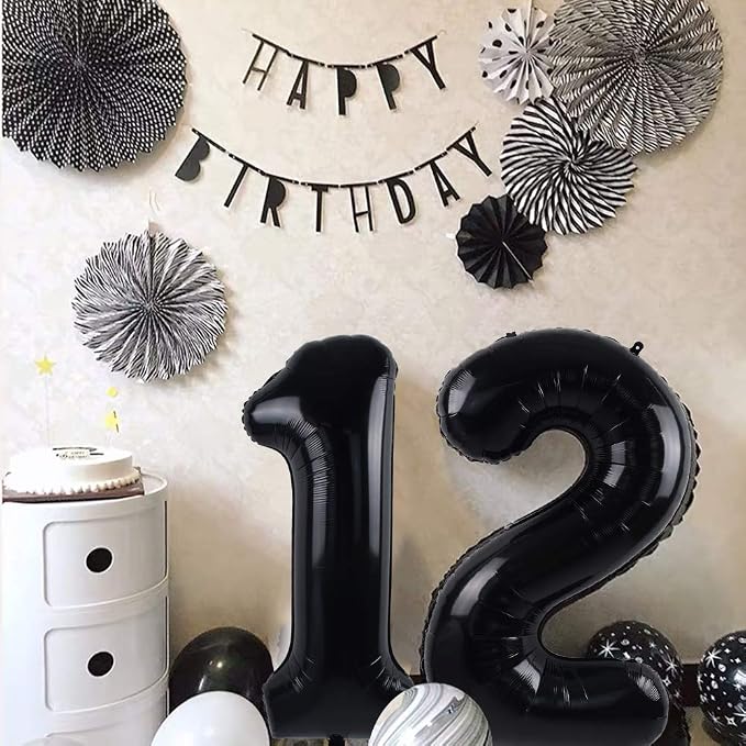 TONIFUL 40 Inch Black Foil Number 0 Balloon, Milestone Birthday Decorations | - Image 5