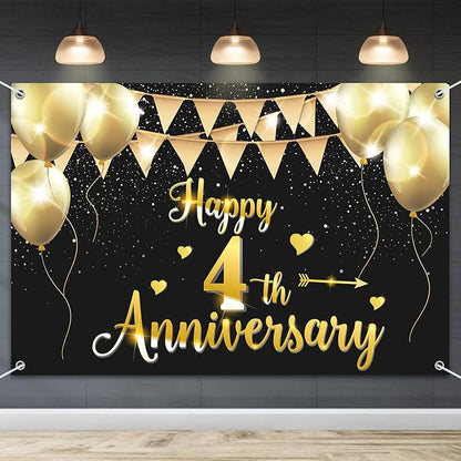 HAMIGAR 6x4ft Happy 4th Anniversary Banner Backdrop by HAMIGAR