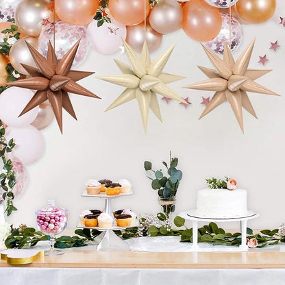 Brown Cream Caramel Star Foil Balloons - Image 4