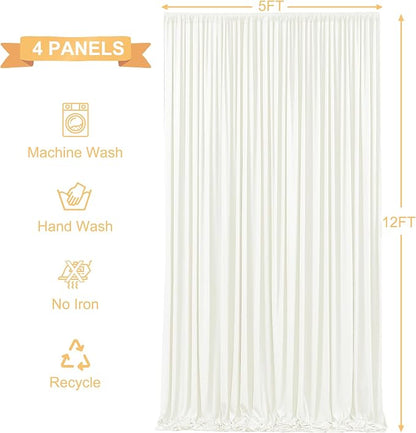 4 Panels Ivory Backdrop Curtains - Image 6