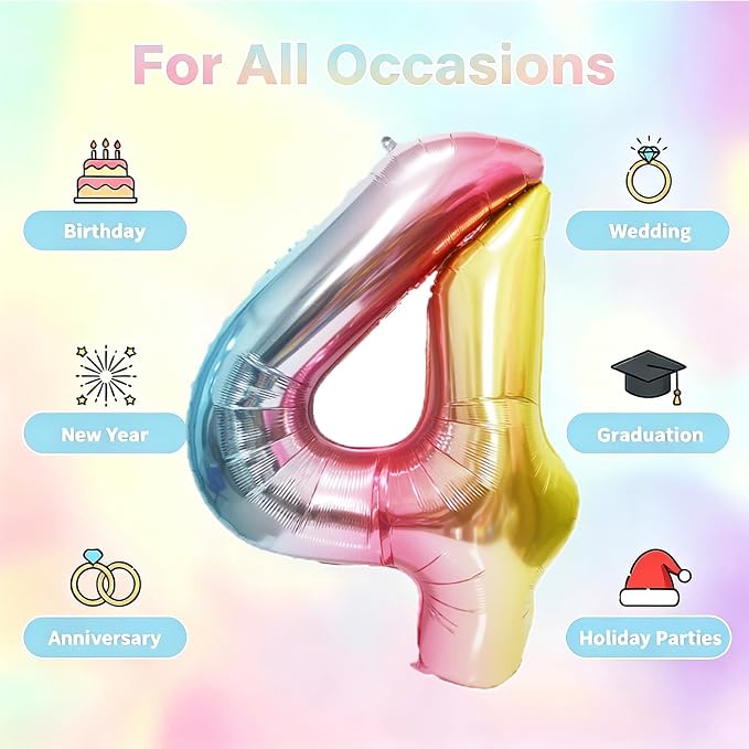 Rainbow Number Balloons Birthday Balloons - Image 5