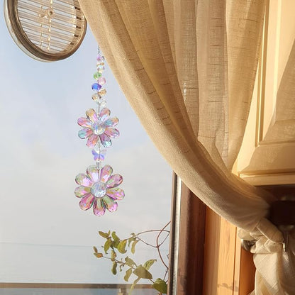 Crystal Flower Suncatcher Hanging Ornament, Rainbow Maker Window Sun Catcher - Image 3