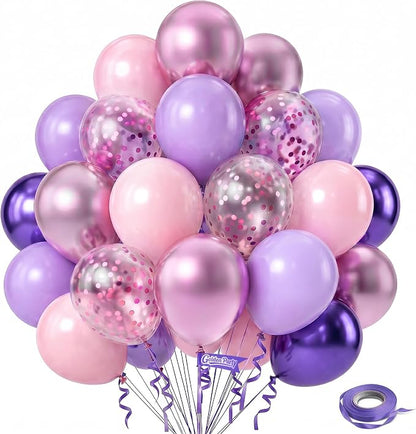 Pink Purple Balloons, Light Pink Purple Balloon by GoldenParty