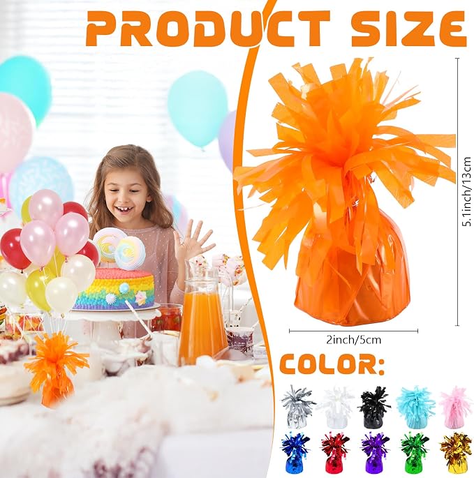 4 Pcs Orange Metallic Balloon Weights Holder Anchors Balloon Holder Weights - Image 2