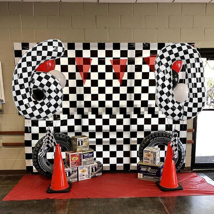 TONIFUL 40 Inch Large Checkered Number 6 Balloon 6th Birthday Decorations | 6th - Image 5