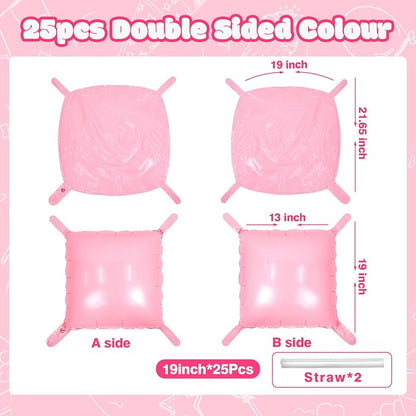 NISOCY 25PCS Pearl Light Pink Square Foil Balloons Wall Backdrop | Double Sided - Image 2