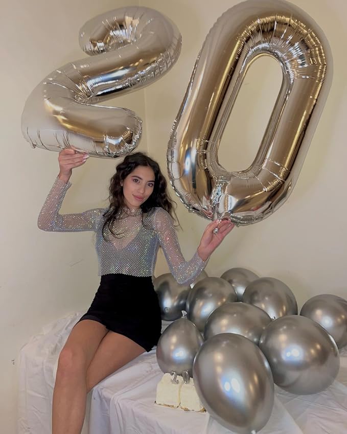 Silver Number 50 Balloon 40 Inch, 50th Birthday Decorations Men Women | Foil - Image 7