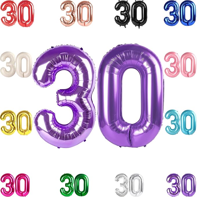 Purple Number 30 Balloon 40 Inch by IWERP